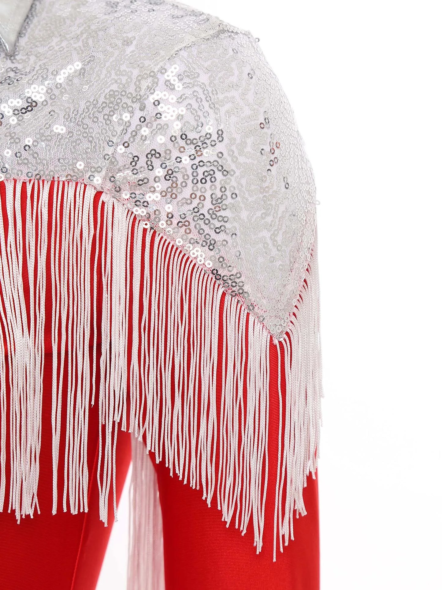 Womens Sequins Western Cowgirl Cosplay Costume Tassel Fringe Boyshorts Rompers 70s 80s Disco Bodysuit Front Zip Playsuit