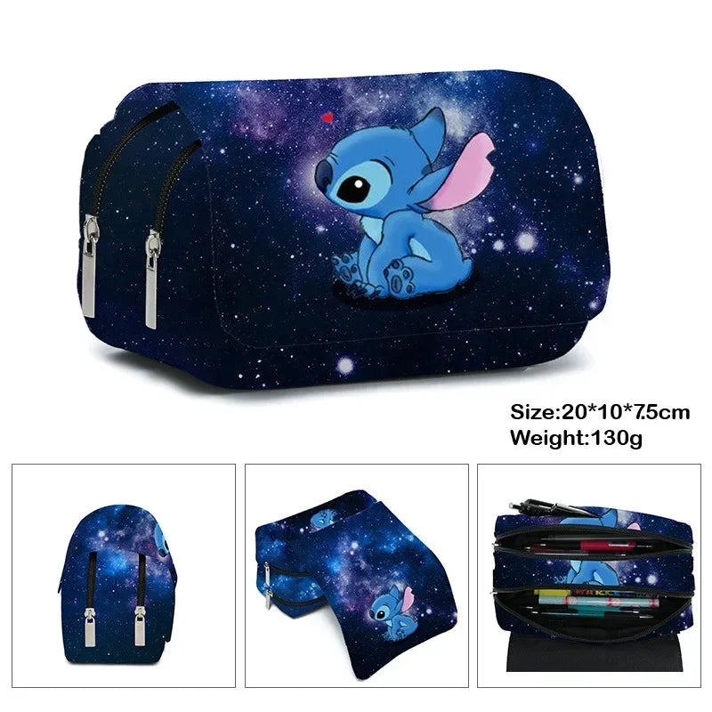 Anime Stitch Fully Printed Flap Pen Bag Stationery Box Pencil Case Primary and Secondary School Student School Bag Cartoon