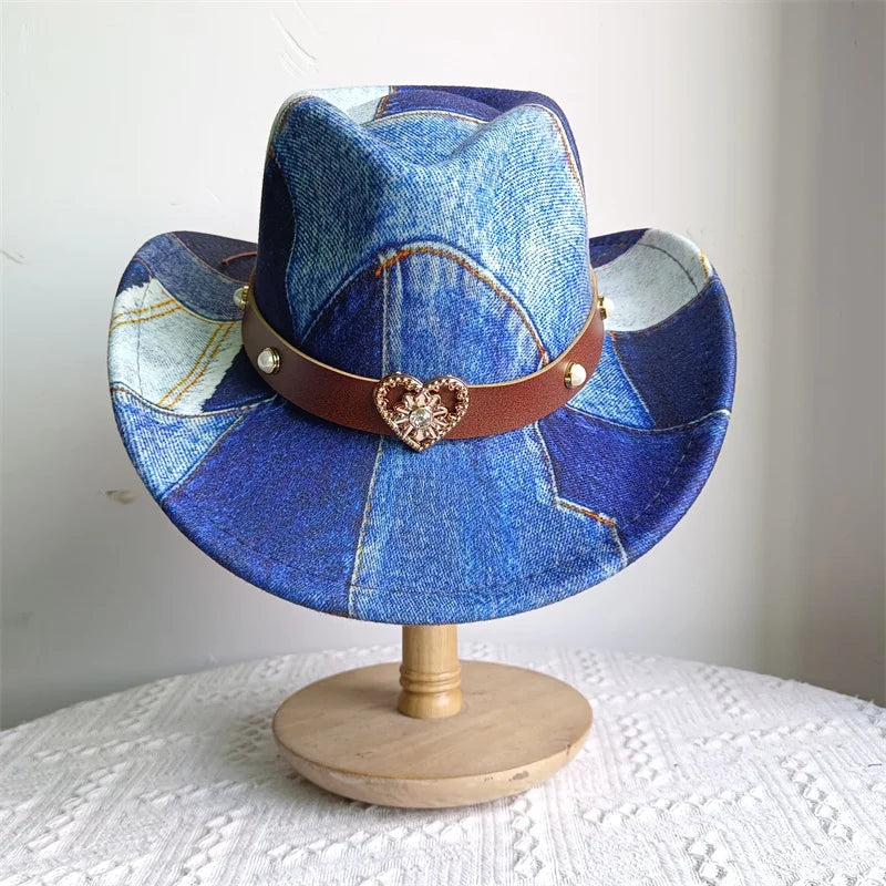 Chapeau de cowboy de style ethnique, tendance, chic, unisexe, couleur unie, avec décoration en forme de taureau, style western