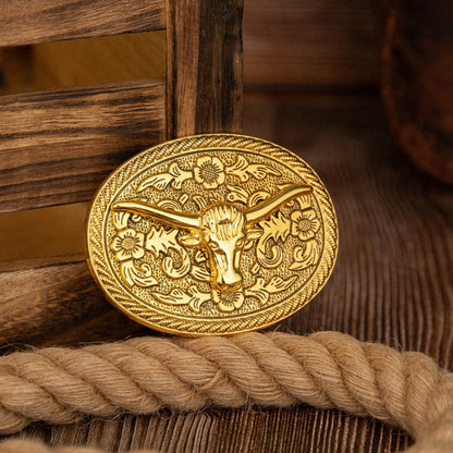 One golden oval threaded lace animal accessory clasp, a unique and versatile western men's novel belt buckle