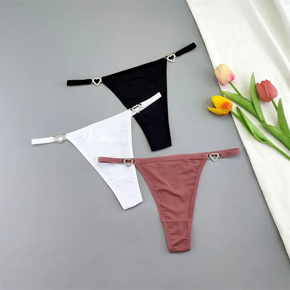 3PCS Rhinestone Strap G-String