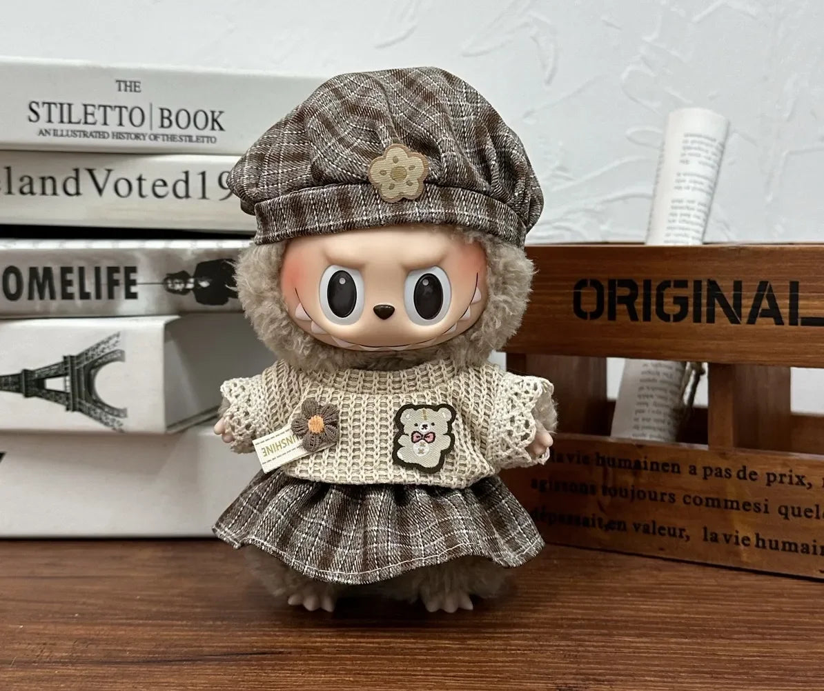 17cm Labubu  Mini Plush Toy Multiple Styles Clothing Set Labubu Outfit Accessories Trendy Play Clothing Labubu Clothes Gift