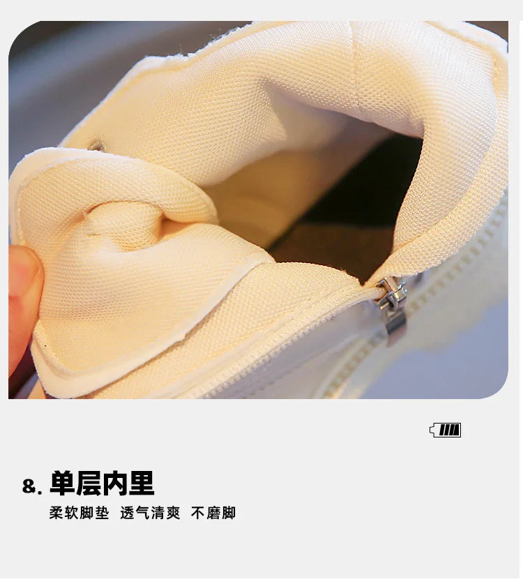 Kids Leather Chelsea Boots Waterproof Non-slip Autumn Winter Plush Warm Snow Boots Children Casual Sneakers Fashion Shoes Girls