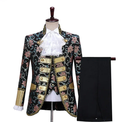 Costume victorien de luxe médiéval pour hommes, roi, prince, veste en émail, manteau, blazer imbibé, thé