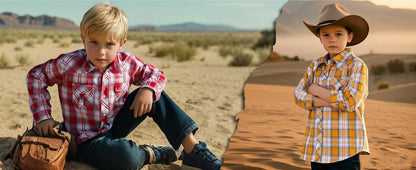 Costume de cowboy pour garçon, chemise western, pour enfants, adolescents, Halloween, Noël, rouge, à carreaux, classique, pour fête d'anniversaire, cadeau