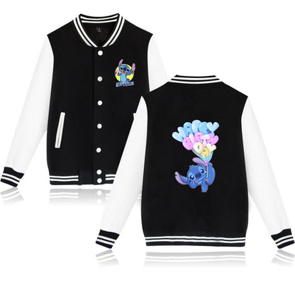 Veste de baseball Lilo Stitchou pour hommes et femmes, style hip-hop, Harajuku, streetwear, pour enfants, garçons et filles, manteaux amples pour l'université