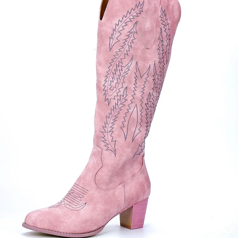 Bottes de printemps pour femmes, talons bas, style britannique tendance, bottines souples courtes, bottes hautes roses 2025