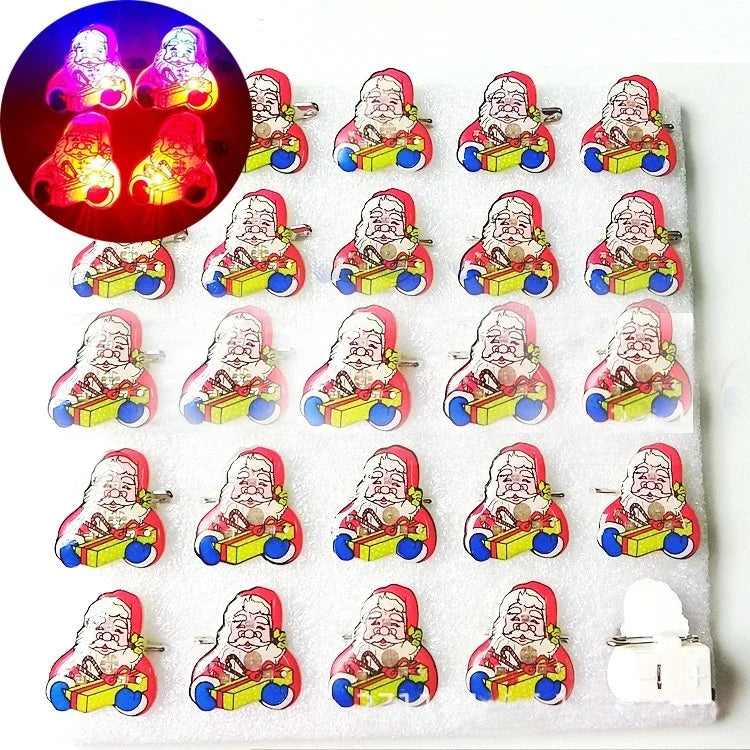 25pcs Party Love LED Flashing Brooch Pin Cartoon Light up Glow Badge Gift Cosplay Navidad Wedding Festival Halloween Christmas