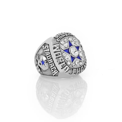 Bague de luxe Dallas Cowboy pour hommes et femmes, style punk, métal, cristal, étoile à cinq branches
