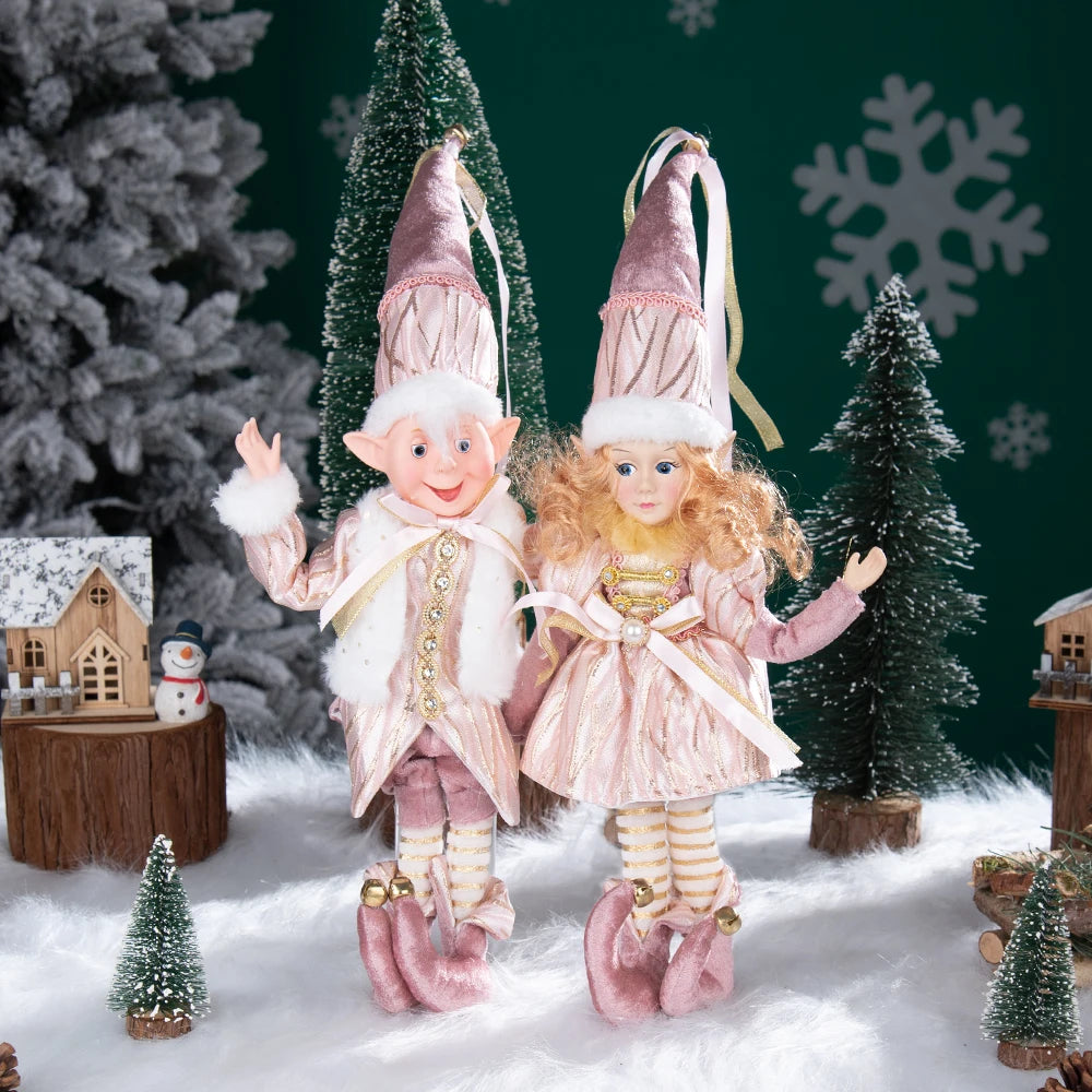 1 Pair Christmas Tree Decorations Cute Angel Doll Girl Pendant Navidad 2024 New Year Christmas Tree Ornaments Xmas Gift For Kids