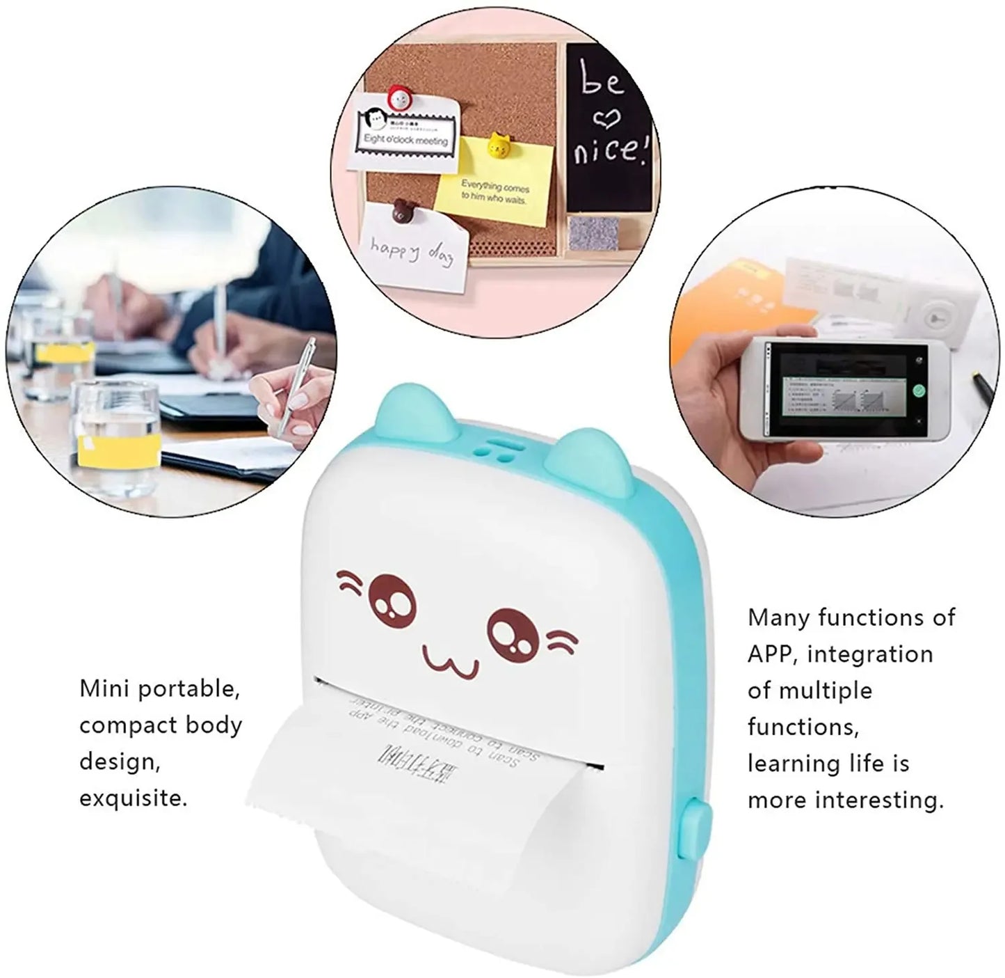 Mini Photo Pocket Printer Portable Ink-free Thermal 57mm Sticker Trans Paper Wireless BT 200dpi Android IOS Printing Machine