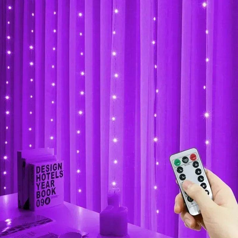 Rideau Lumineux LED USB avec Télécommande, Guirxiété Lumineuse, 8 Modes, 3 m, 6m, Vacances, Mariage, Dégradé, Chambre, Salon, Décor