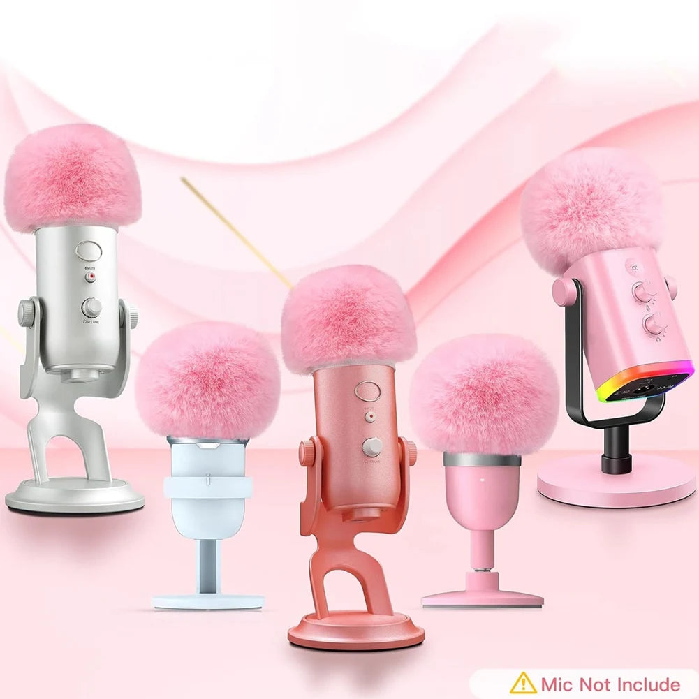 Mic Foam Cover for Blue Yeti Microphone,Mic Foam Cover with Furry Windscreen Muff Windshield for ZealSound K66 Pink