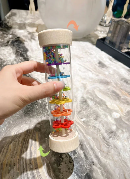 Baby Wooden Rain Sound Pipe Simulation Rain Sound Wooden Toy Gift Hourglass Fun Music Shaker Early Education Enlightenment Toy