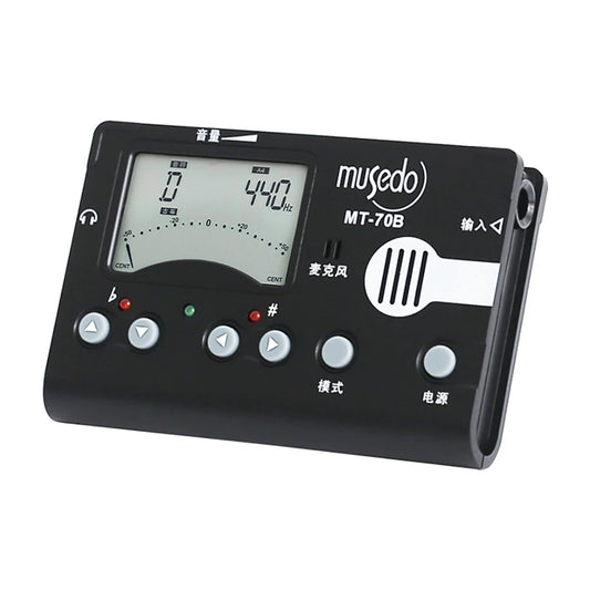 Musedo Accordeur MT-70B avec réinitialisation-On 514 up et Microphone Intégré Électronique 3 en 1 LCD Tuner Metronome Tone Generator pour Guzheng