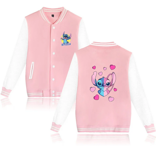 Veste de baseball Lilo Stitchou pour hommes et femmes, style hip-hop, Harajuku, streetwear, pour enfants, garçons et filles, manteaux amples pour l'université
