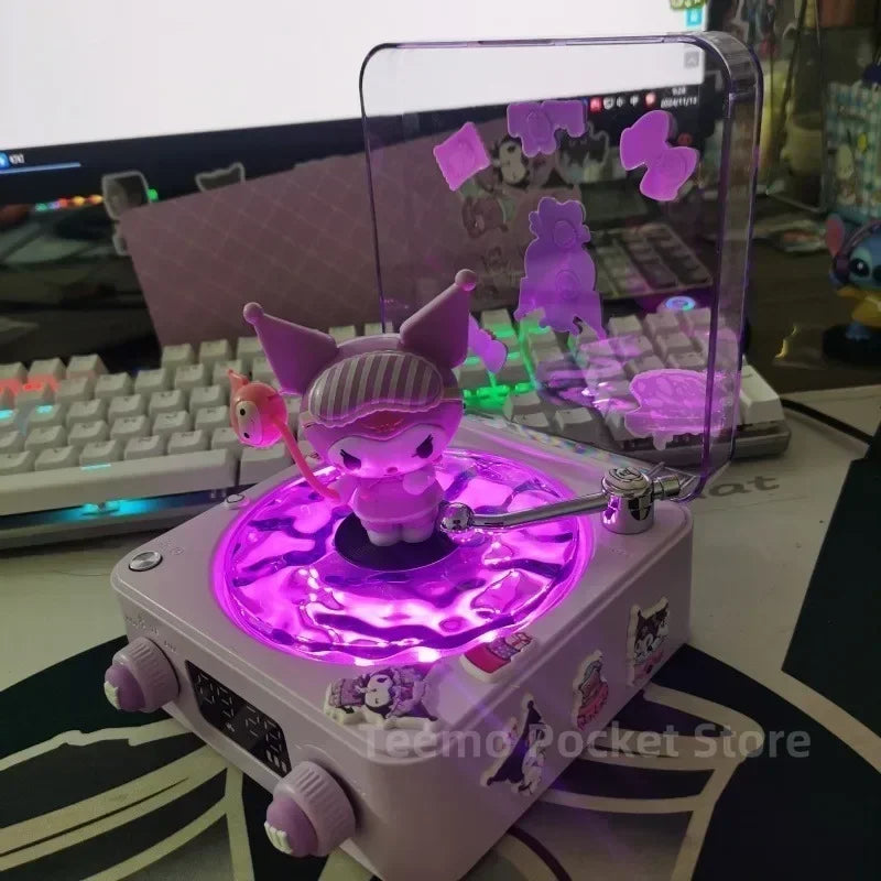 Lilo et Stitchou Enceinte Bluetooth Hello Kitty Kawaii Anime Kuromi Accessoires Portable Lumière RVB Décoration de Bureau Cadeau Fille