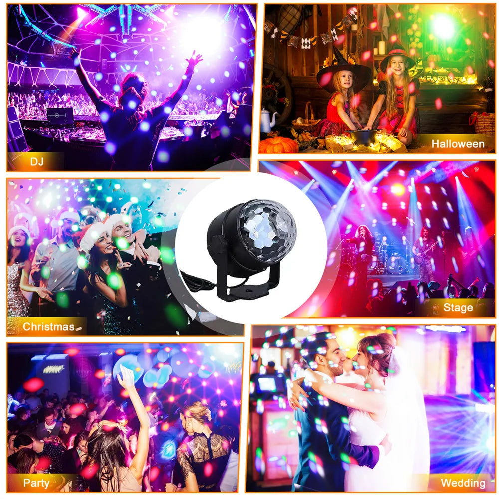 RGB LED Stage Disco Light Rotating DJ Ball Strobe Remote Sound Control Dj lights Karaoke Wedding Party Bar Club Laser Show Lamp