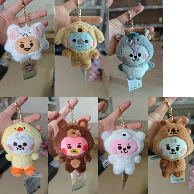 Baby Animal Series Bt21 Cooky Shooky Plush Doll Keychain Pendant Cute Koya Toy Girls Bag Packaging Decoration Collection Gift