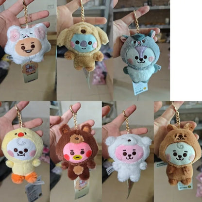 Baby Animal Series Bt21 Cooky Shooky Plush Doll Keychain Pendant Cute Koya Toy Girls Bag Packaging Decoration Collection Gift