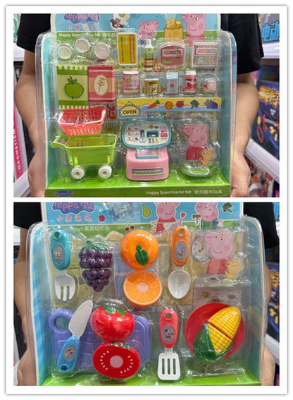 Peppa Pig Home Toys Blind Box Cartoon Baby Chechere Toy Vegetable Kitchen Shopping Series Child Set Shoulder Bag Holiday Gift