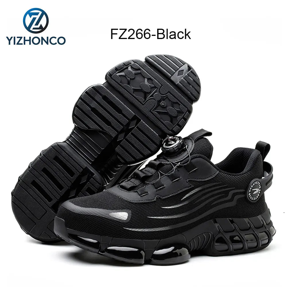 YIZHONCO Autumn Safety Shoes BOA Men Sneakers Steel Toe Cap Shoe Work Shoes Puncture-Proof Work Safety Shoes Boots