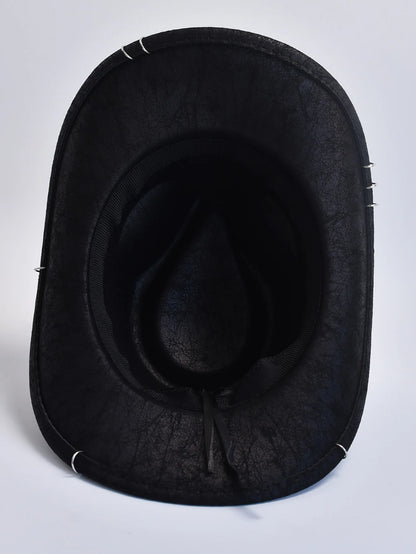 Faux Leather Vintage Western Cowboy Hat For Men Gentleman Jazz Hats Panama Cowgirl Hat Sombrero Hombre