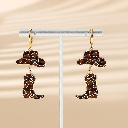 Boucles d'oreilles et chapeaux de Cowboy colorés Vintage pour femmes, boucles d'oreilles pendantes, Punk occidental, Cool, bijoux de déclaration, cadeau