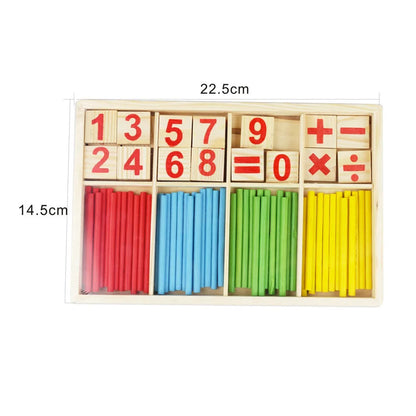 Children's math teaching aids, counting sticks, arithmetic learning box, wooden educational toys, Montessori education