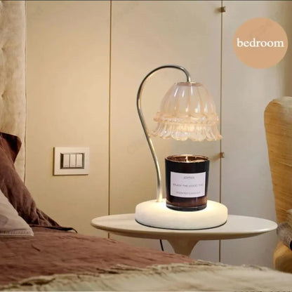 Lampe de bureau à bougie d'aromathérapie avec diffuseur d'arômes en marbre, minuterie d'éclairage à heure fixe, éclairage d'ambiance d'aromathérapie