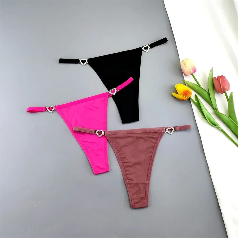 3PCS Rhinestone Strap G-String