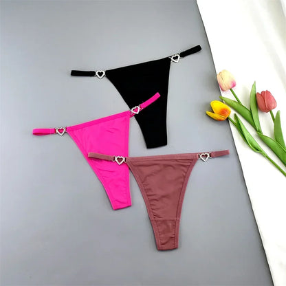 3PCS Rhinestone Strap G-String