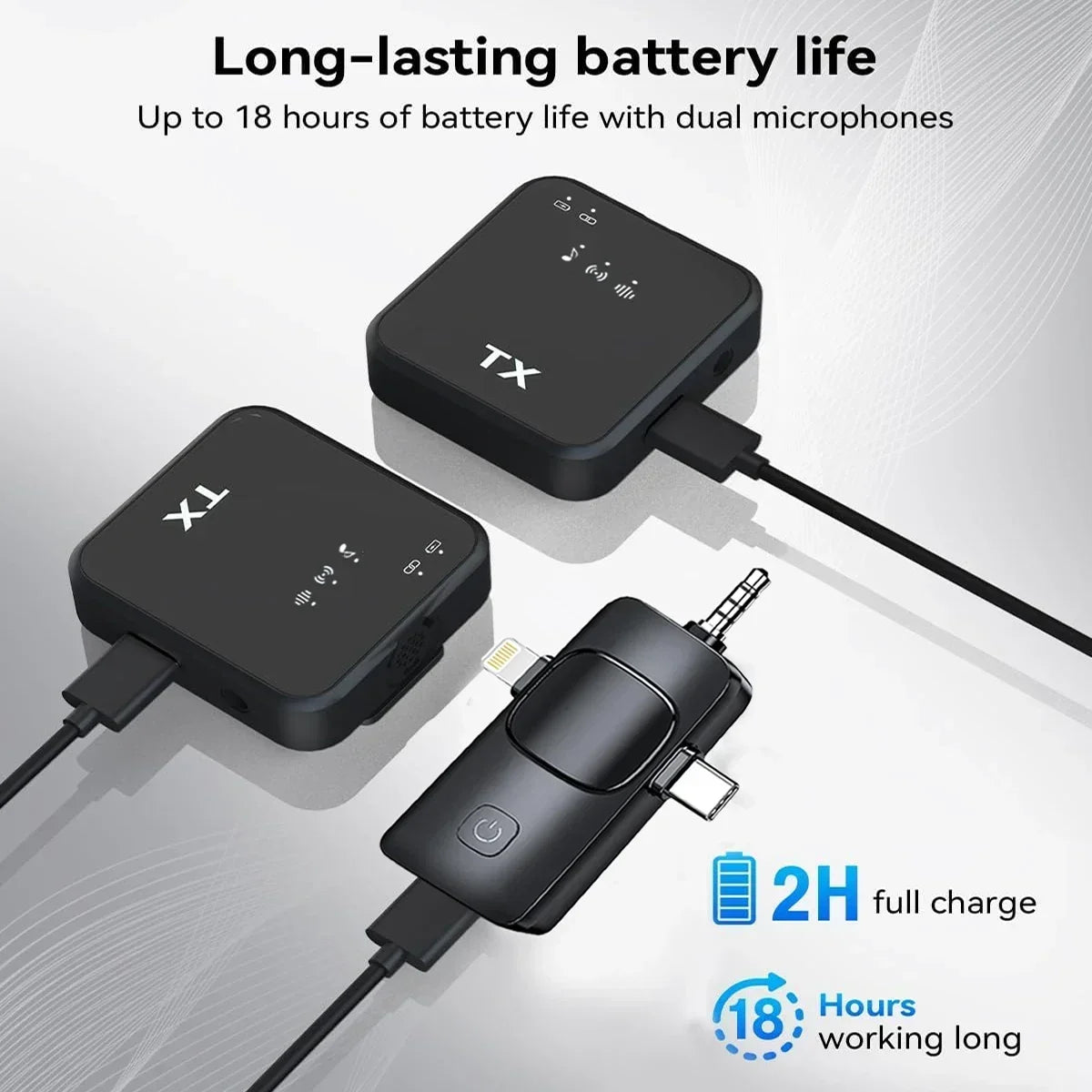 Wireless lapel microphone portable audio and video recording mini microphone suitable for iPhone, Android outdoor live streaming