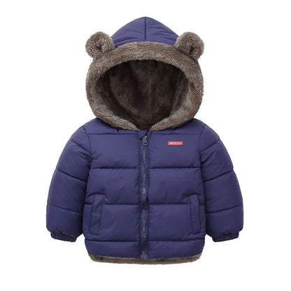 -30℃ Winter Lamb Wool Jackets Baby Girls Plus Velvet Thick Coats Children Hooded Cold Weather Outwear Boys Cotton Clothes 1-6Y