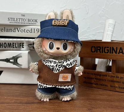 17cm Labubu  Mini Plush Toy Multiple Styles Clothing Set Labubu Outfit Accessories Trendy Play Clothing Labubu Clothes Gift