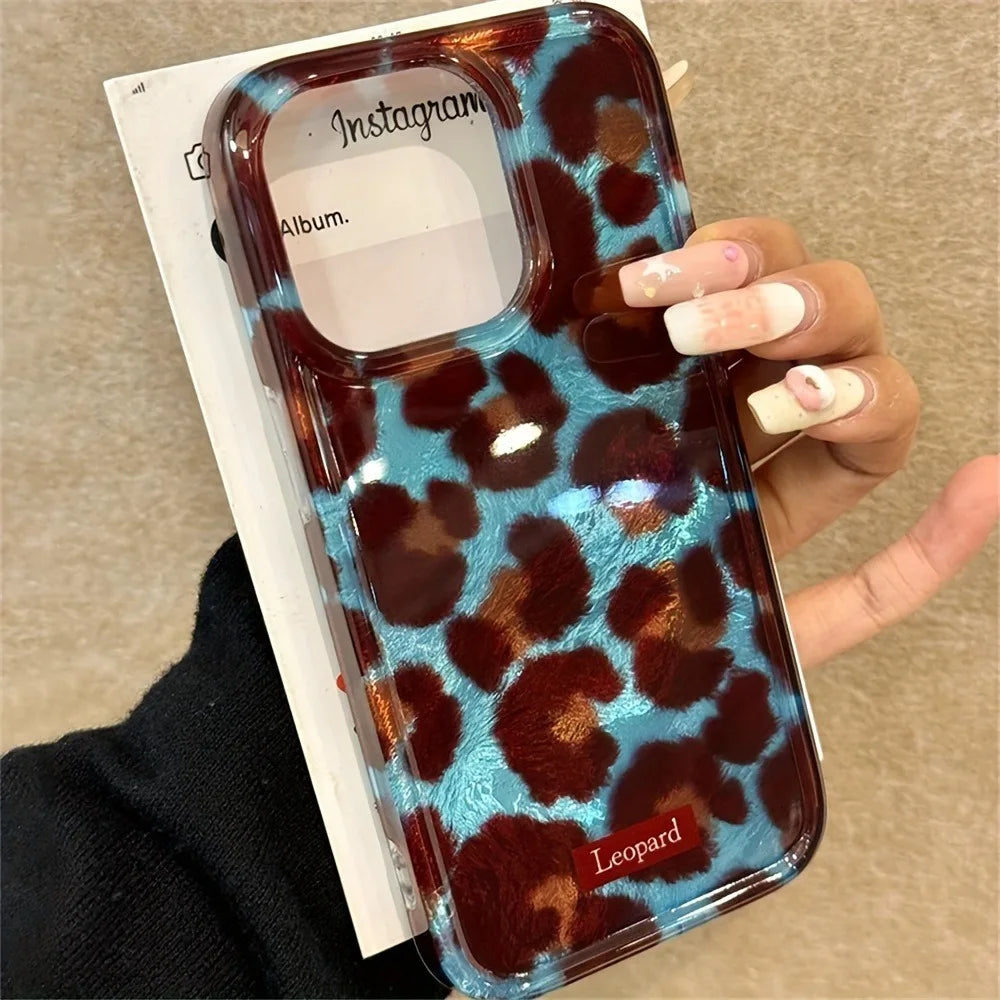 Coque souple à imprimé léopard pour iPhone 17, 15, 14, 13, 12, 11, XS, X, XR, 7, 8 Plus