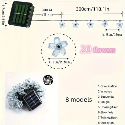 Purple Cherry Blossom Halloween Decorative Solar String Light Outdoor Waterproof Atmosphere Fairy flower Garden Lamp