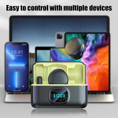 Microphone Lavalier 2.4GHz, sans fil, à aspiration magnétique, avec étui de chargement, pour enregistrement vidéo, Plug and Play