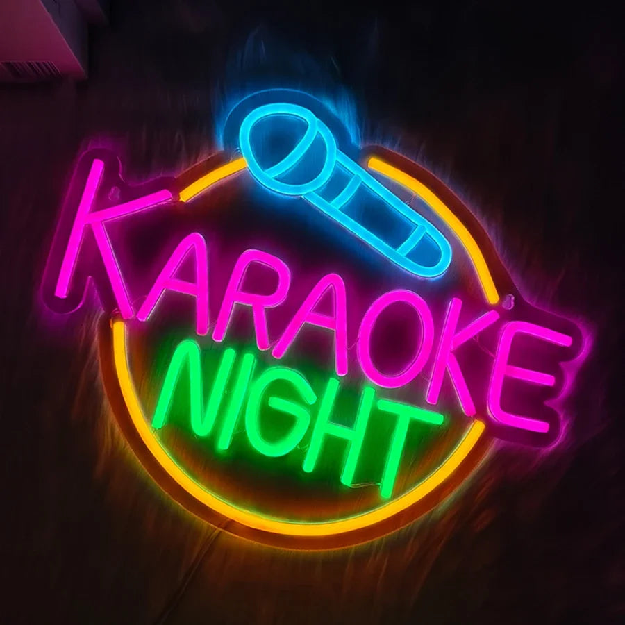 Music Studio,Game Room Decor,USB Power Karaoke Night Neon Sign For Wall Decor,Led Neon Light For Karaoke Live Bar Open Neon