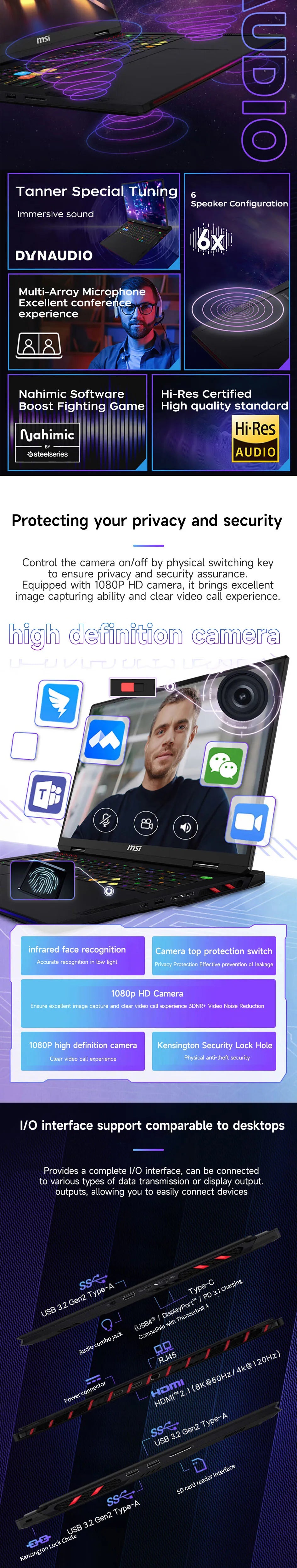 2025 MSI Raider A18 HX Gaming Laptop 18 Inch Mini LED 4K 120Hz UHD+ Screen Netbook AMD R9-9955HX3D 64GB 2TB RTX5080 Notebook PC