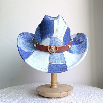 Chapeau de cowboy de style ethnique, tendance, chic, unisexe, couleur unie, avec décoration en forme de taureau, style western