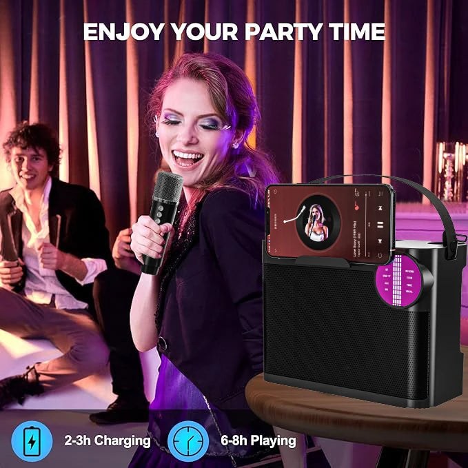 #LED Powerful Wireless Portable Dual Microphones Bluetooth 5.3 Speaker Hifi Stereo Family Party Karaoke Subwoofer Boombox gifts