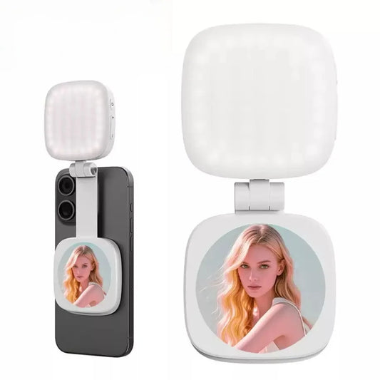 Magnetic Selfie Light, Phone Light Compatible with MagSafe IPhone,  360° LED Selfie Ring Fill Light with Mirror for Selfies/Vlog