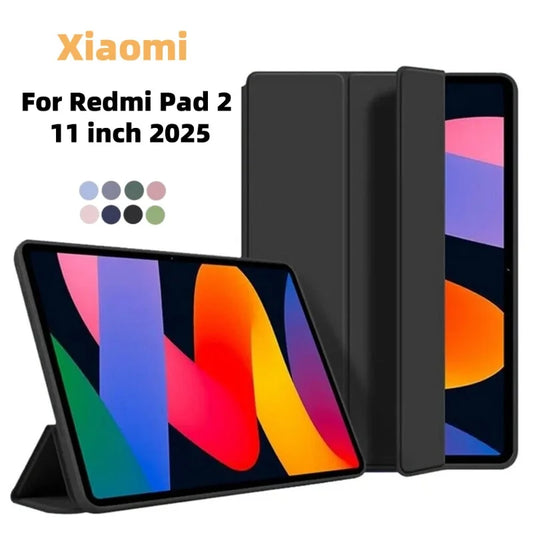 For Redmi Pad 2 Case 2025 11inch TPU Tri-Fold Stand Smart Tablet Case For Redmi K Pad 8.8 Cover Funda Xiaomi Redmi Pad SE 11 8.7
