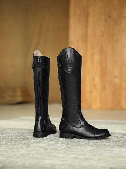 Bottes d'équitation 2025 en cuir, bottes longues, équipement d'équitation, chaussures ultra-résistantes et antidérapantes