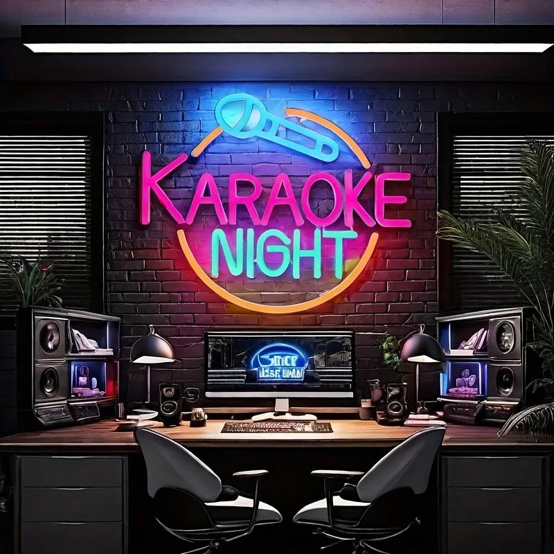Karaoke Night Neon Sign Lighted Wall Decoration USB Powered Suitable for Game Room Party Birthday Gift Bar KTV Decoration
