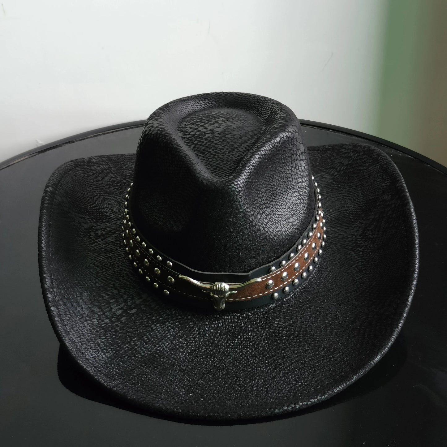 Faux Leather Western Cowboy Hats Men Women retro cowboy hats big brim cowgirl hat knight hat men chapeau ковбойская