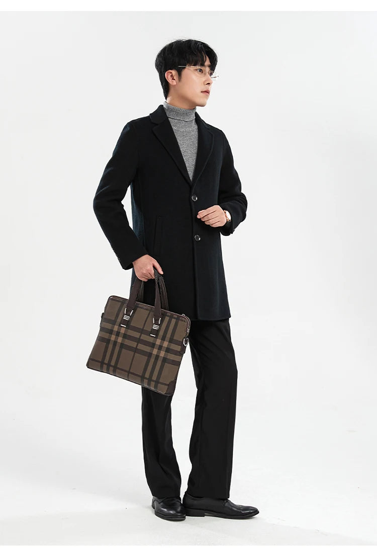 Autumn and Winter Mid-Length Western-Style Business Reversible Woolen Coat Men's 100% Wool Handmade Coat Cashmere Overcoat Coat