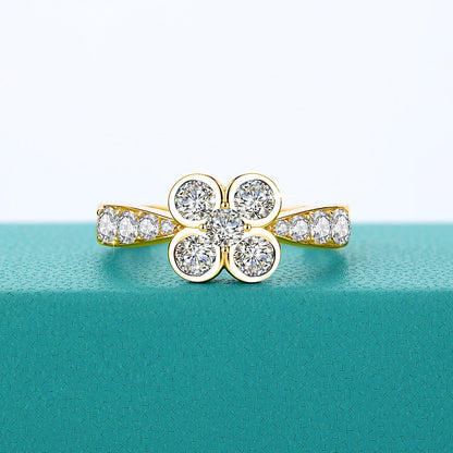 0.9CT Moissanite Ring for Women D VVS1 Round Diamond Double Halo Ring Engagement Christmas 925 Sterling Silver Wedding