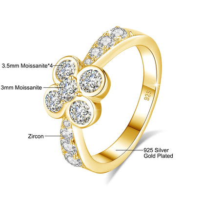 0.9CT Moissanite Ring for Women D VVS1 Round Diamond Double Halo Ring Engagement Christmas 925 Sterling Silver Wedding